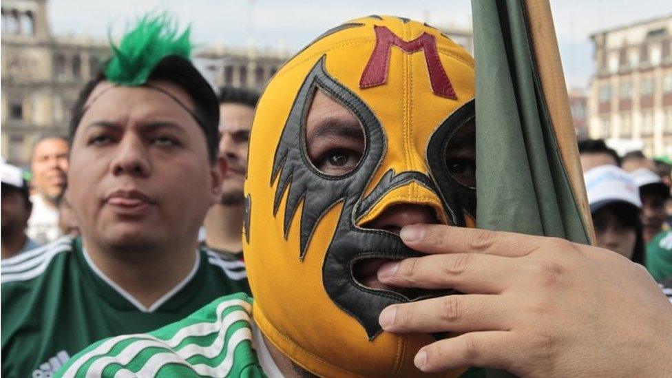 Mexican fans meet to watch the transmission of the 2018 World Cup match between Mexico and Sweden, in Mexico City, Mexico, 27 June 2018.