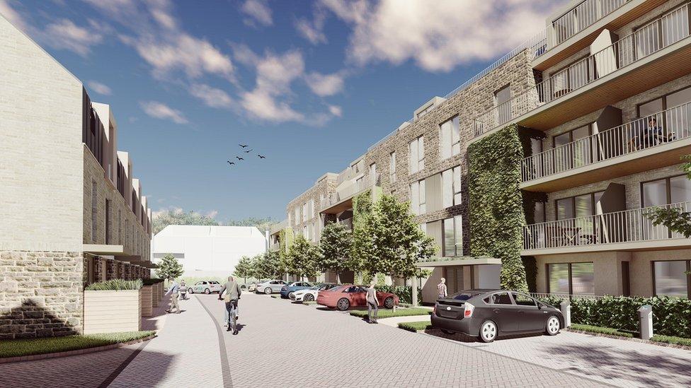 An artist's impression of homes on the West Car Park, College Road