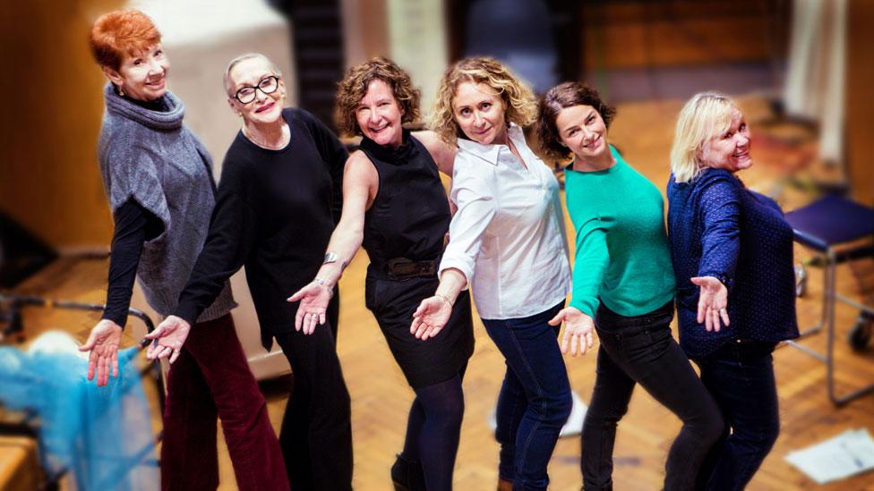 Sian Phillips (second from left) with cast members of The Archers