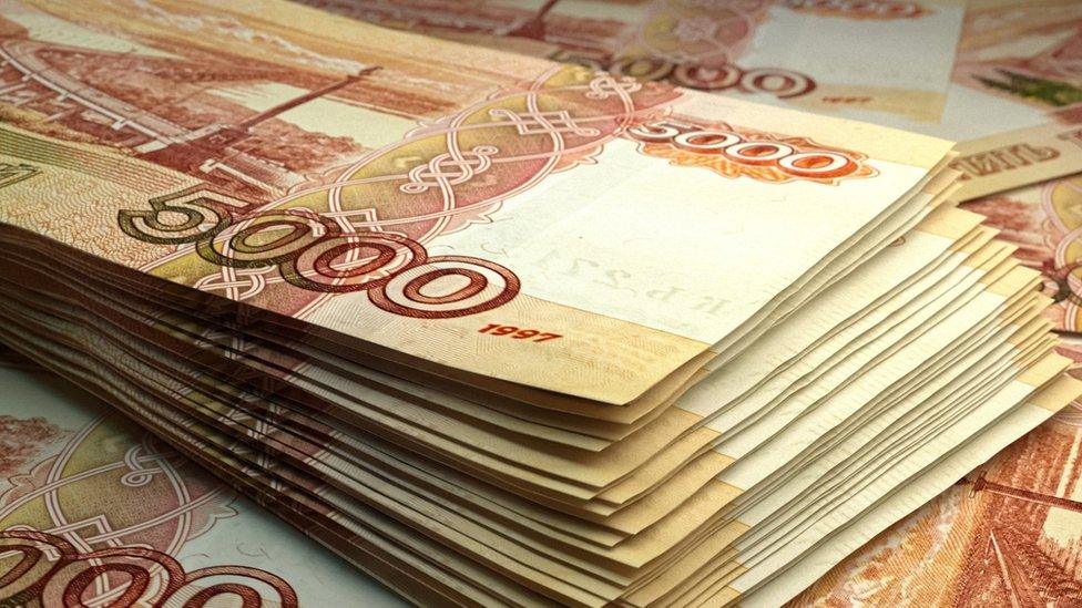 Russian banknotes.