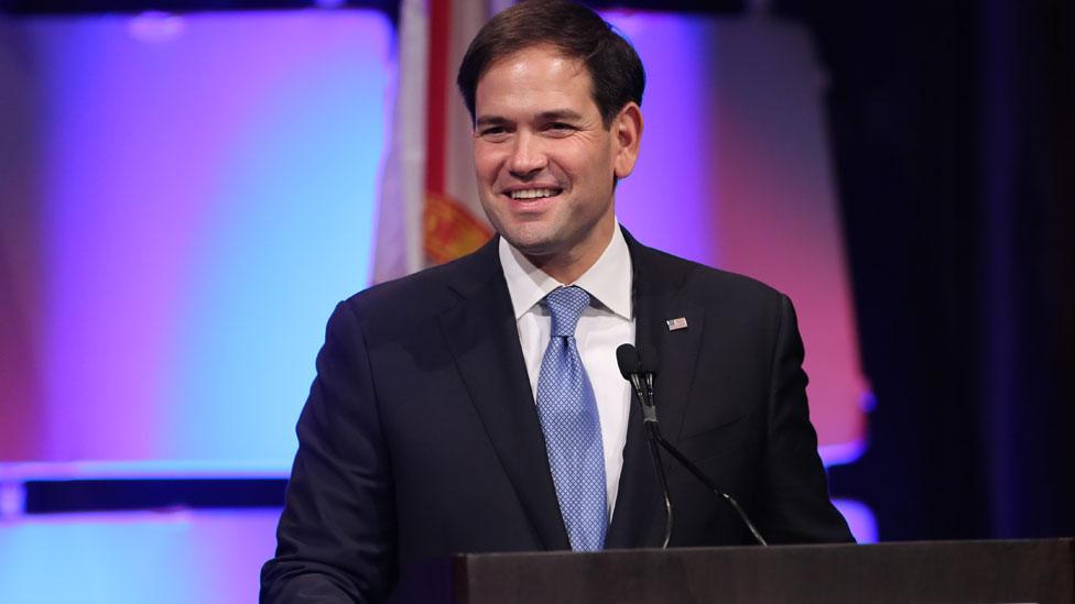 Republican presidential candidate, Sen. Marco Rubio, R-Fla., speaks at the Sunshine Summit opening dinner on Thursday, Nov. 12, 2015, in Orlando, Fla.