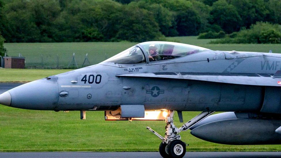 US Marine fighter jet at Prestwick