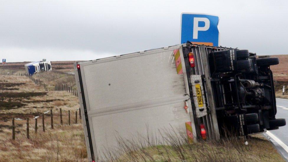 Lorries blown over on the Woodhead Pass (Jan 26)
