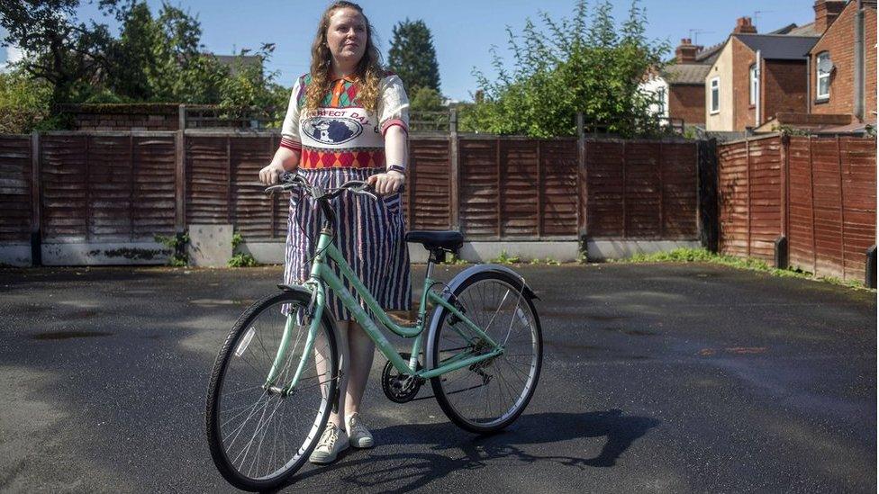 Louise Byng with bicycle