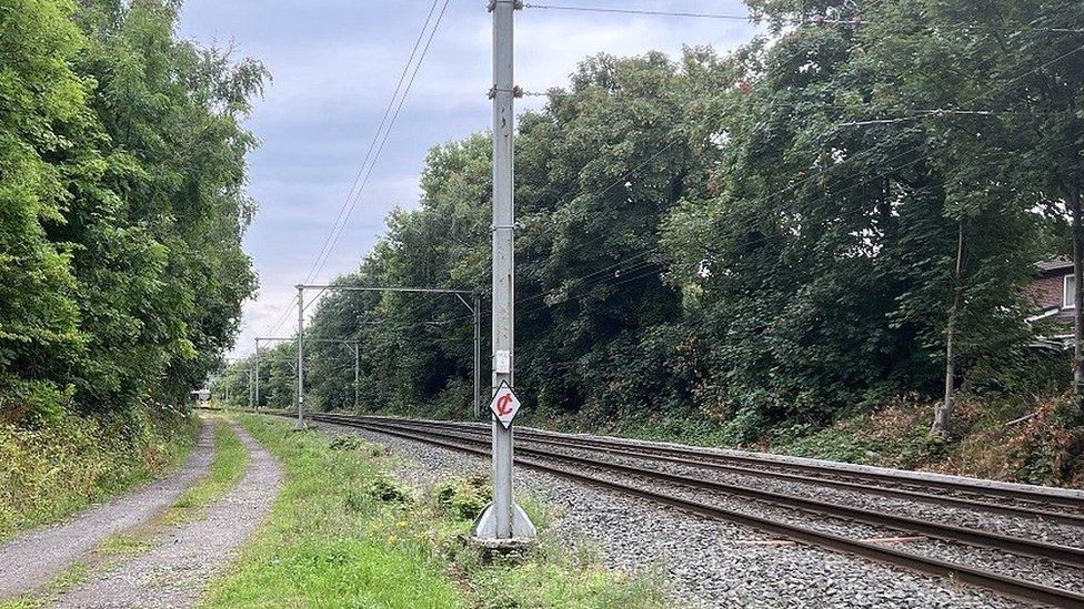 near Dane Road tram stop in Sale where the proposed cycle route would go next to the tramway