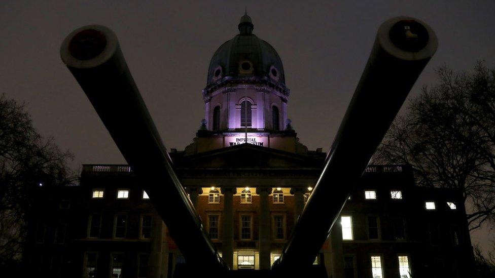 The Imperial War Museum exterior at night