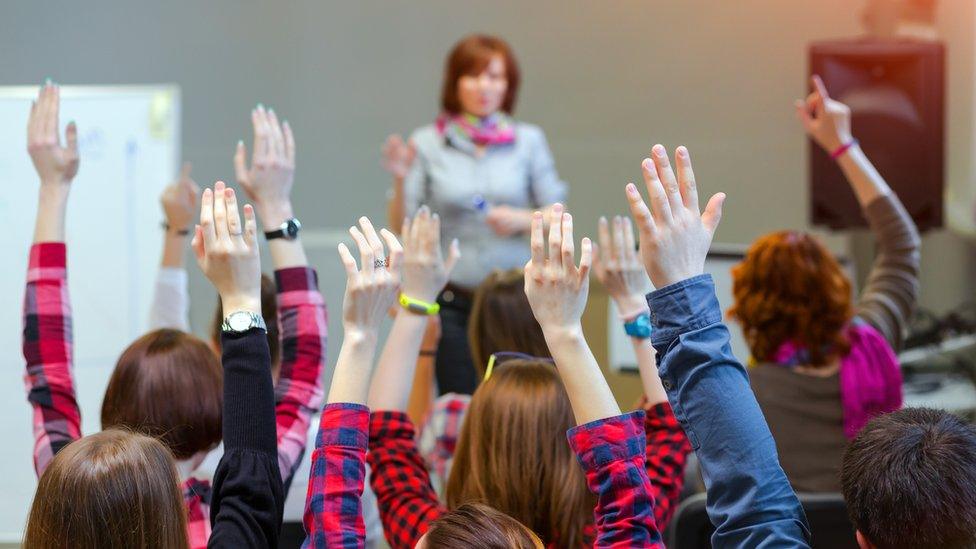 Children raising hands