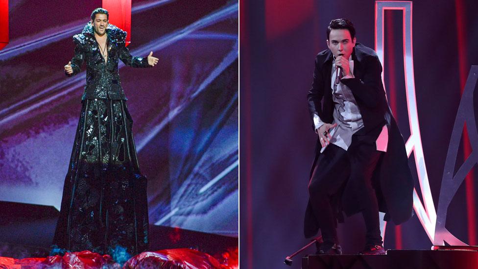 Romania's Cezar at Eurovision in 2013 and Ukraine's Melovin in 2018