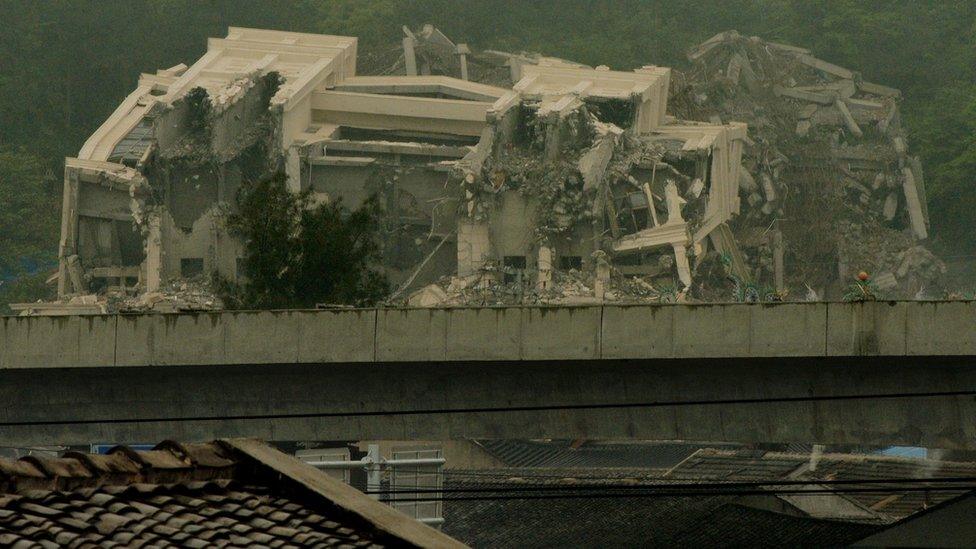 This image taken on 30 April 2014 shows a Christian church in the town of Oubei, outside the city of Wenzhou that Chinese authorities have demolished