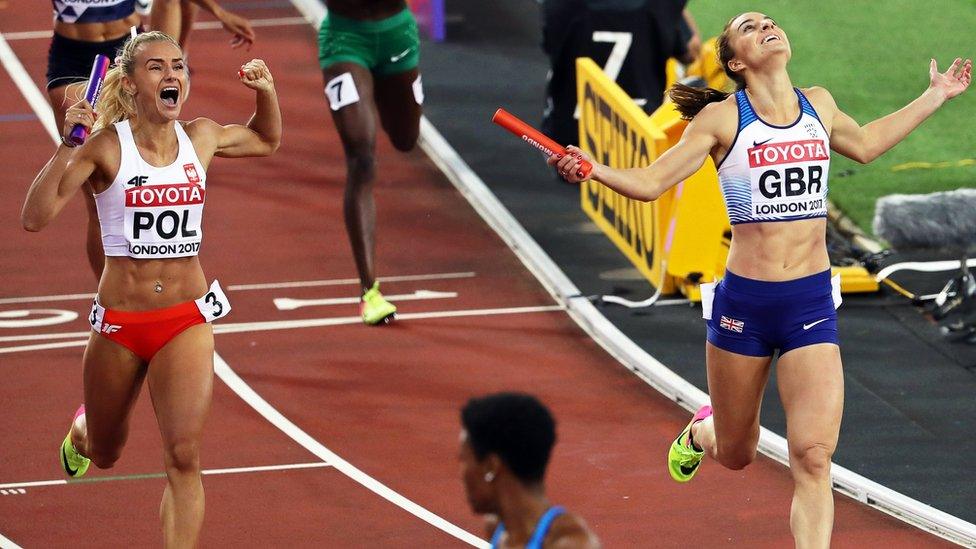Emily Diamond crossing finish line