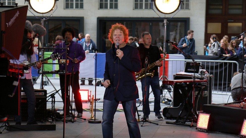 Mick Hucknall Simply Red's lead singer