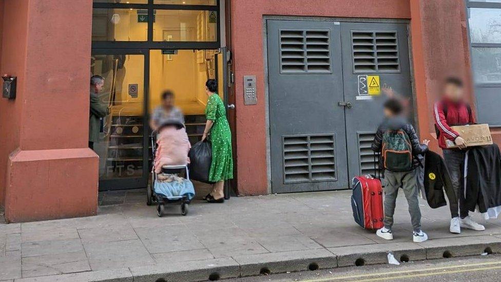 People leaving Cardinal Lofts in Ipswich