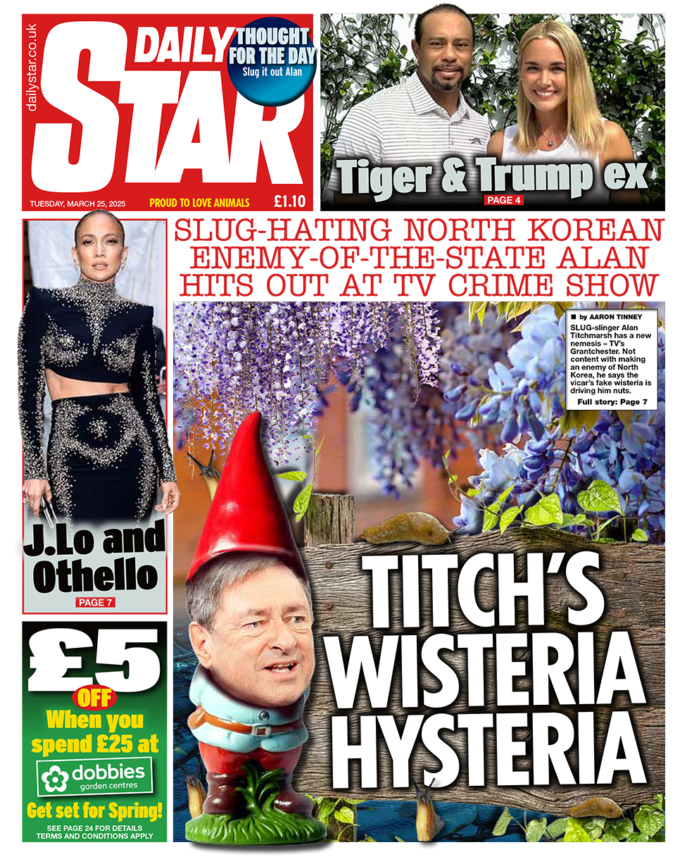 The Daily Star front page with headline: "Titch's wisteria hysteria"