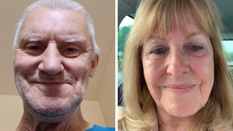 Split pic showing pensioners Bob Pritchard and Gail Impey