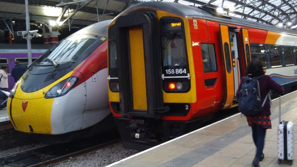 Two trains at a platform