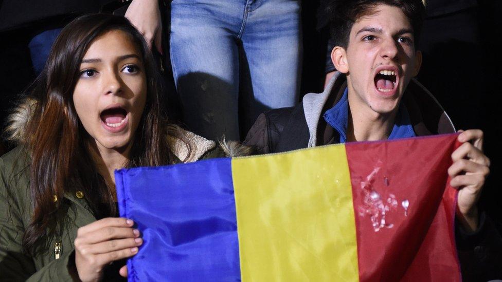 Protesters in Bucharest (3 November)