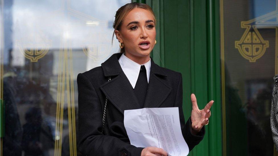 Georgia Harrison standing in front of Chelmsford Crown Court