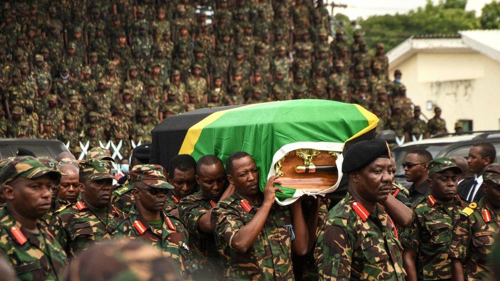 President Magufuli's coffin was processed through the streets of Dar es Salaam