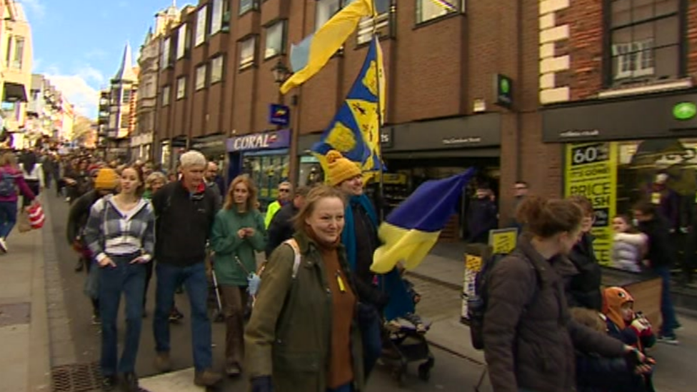 Demonstrators in Shrewsbury