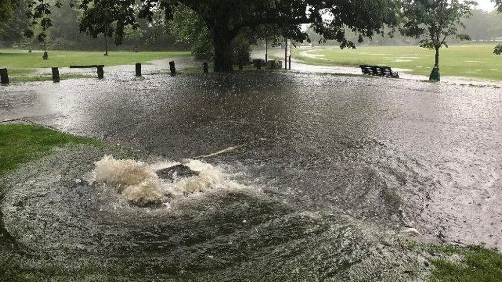 Floodwater in a park