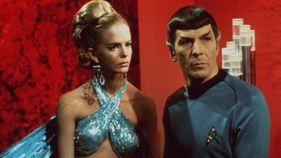 Leonard Nimoy with an unidentified actress in Star Trek