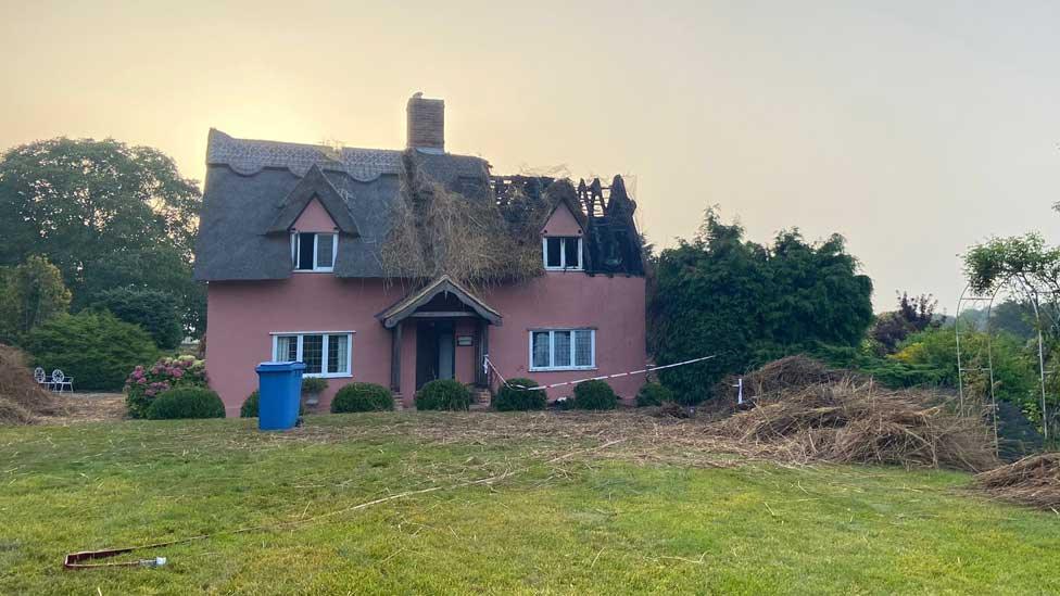 Fire in Skates Hill, Glemsford, Suffolk