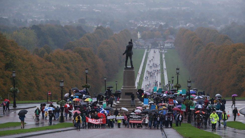 People gather at Stormont to mark 1,000 days since the Northern Ireland Assembly collapsed