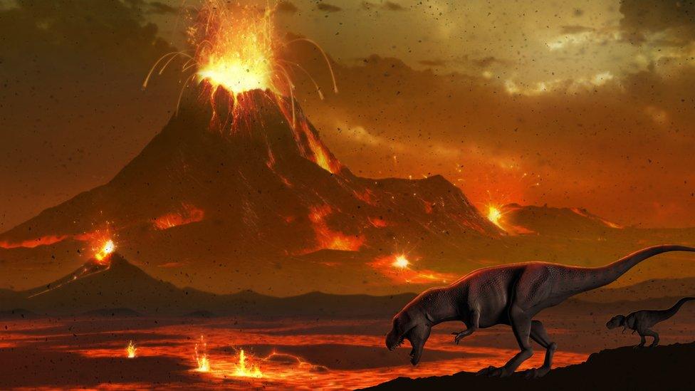 dinosaur-near-volcano