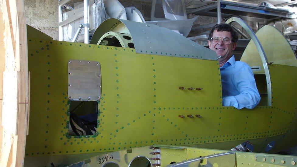 Steve building the plane