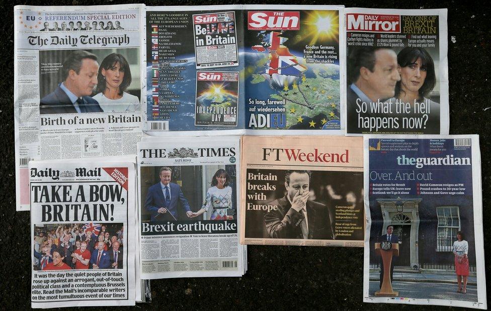 British newspapers react to Brexit