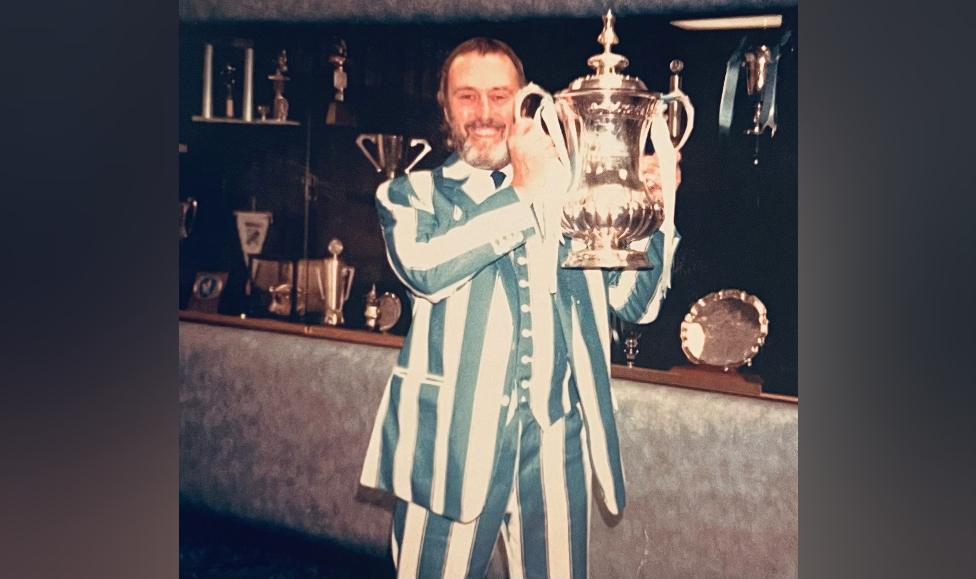 Geoff Mann holding FA Cup