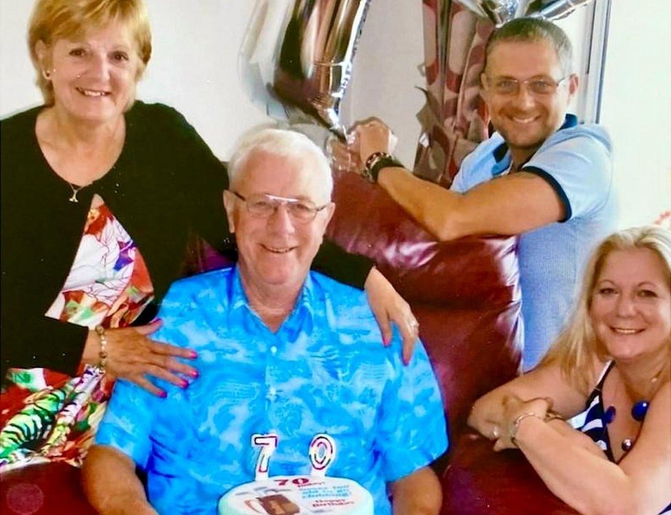 Gary Cook with his dad Rodney, his mum and sister