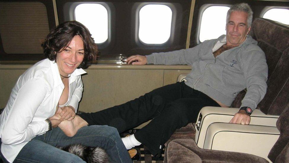 Ghislaine Maxwell rubs Jeffrey Epstein's feet aboard his private plane