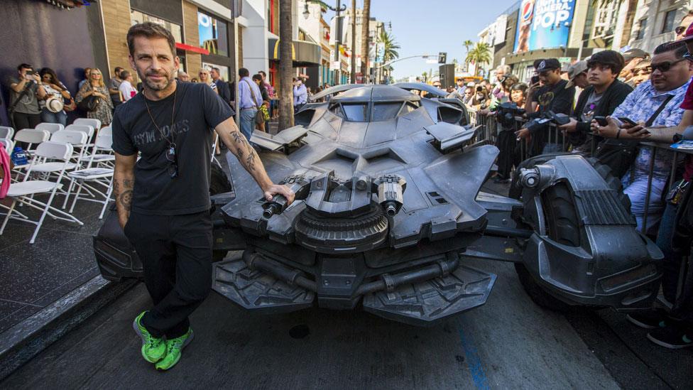 Zack Snyder with the 'Batmobile' from Batman v Superman: Dawn of Justice