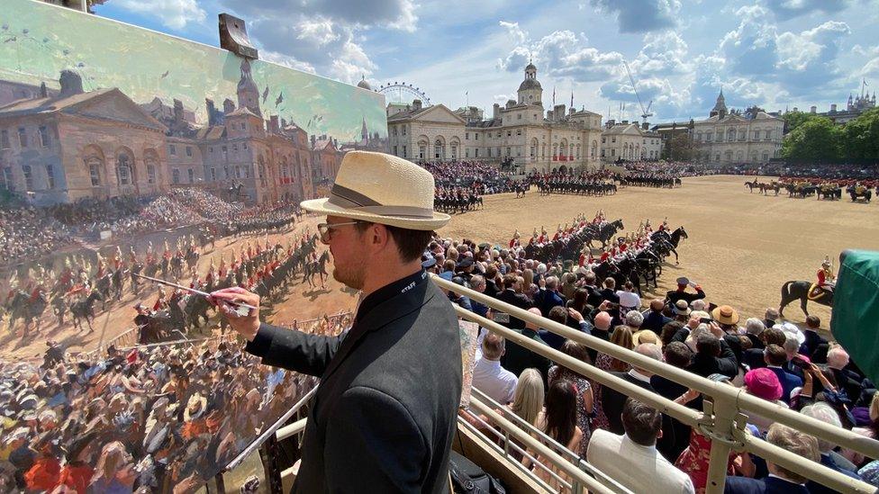 Rob Pointon painting during the Platinum Jubilee celebrations