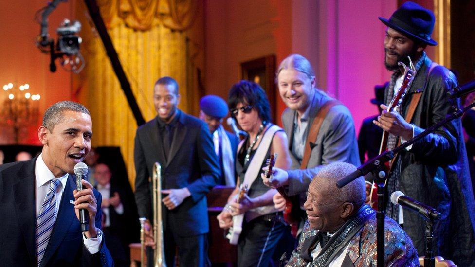 Barack Obama, Troy 'Trombone Shorty' Andrews, Jeff Beck, Derek Trucks, B.B. King, and Gary Clark, Jr