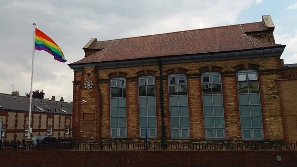 Rainbow flag at Bridlington Police Station