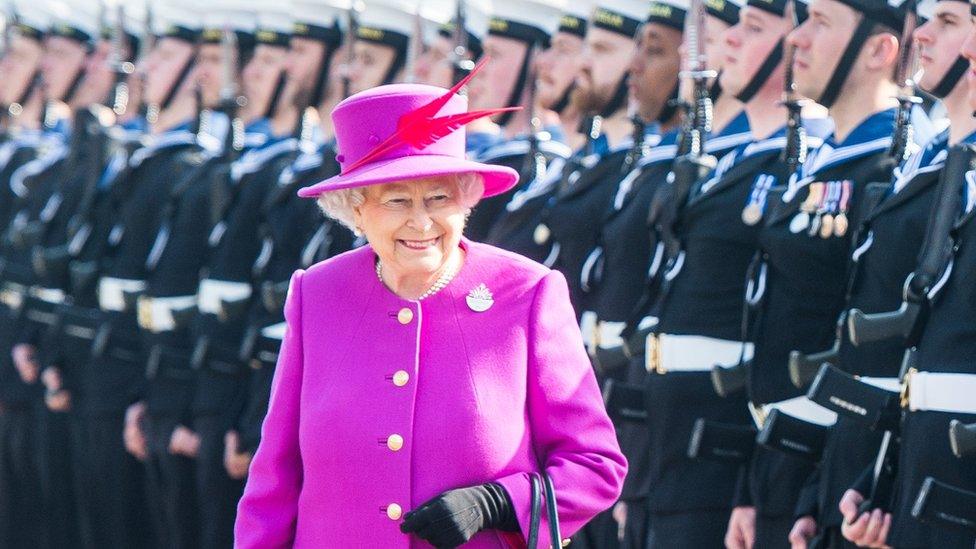 Queen Elizabeth II visits HMS Ocean in 2015 in Plymouth. Pic: Getty Images