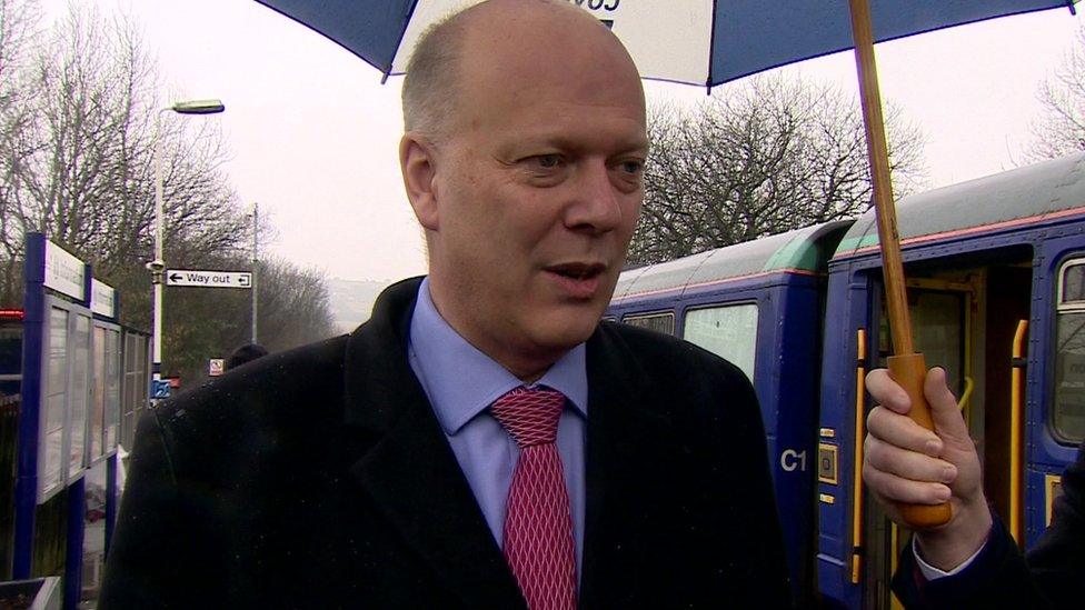 Chris Grayling at Colne Railway Station