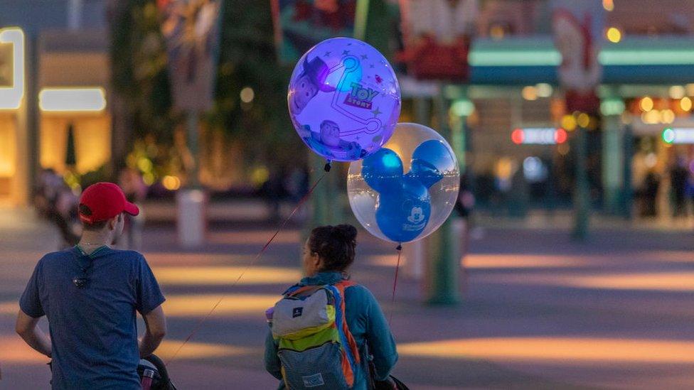 Visitors as Disney's California theme park