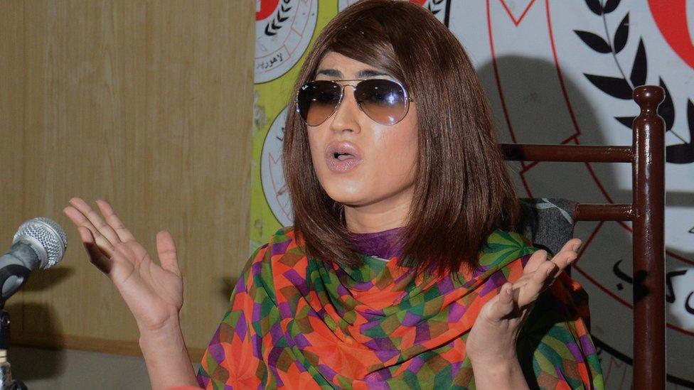 Qandeel Baloch speaks to the media in Pakistan in 2016