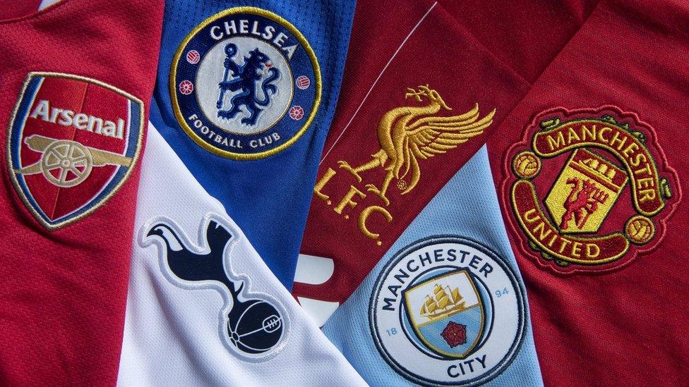 Arsenal, Chelsea, Liverpool, Manchester City, Manchester United and Tottenham club badges