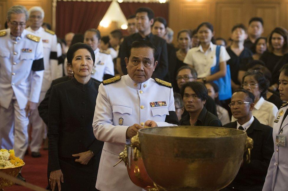 Thai Prime Minister General Prayuth Chan-o-cha attends a royal bathing ceremony at The Grand Palace on October 14, 2016 in Bangkok, Thailand