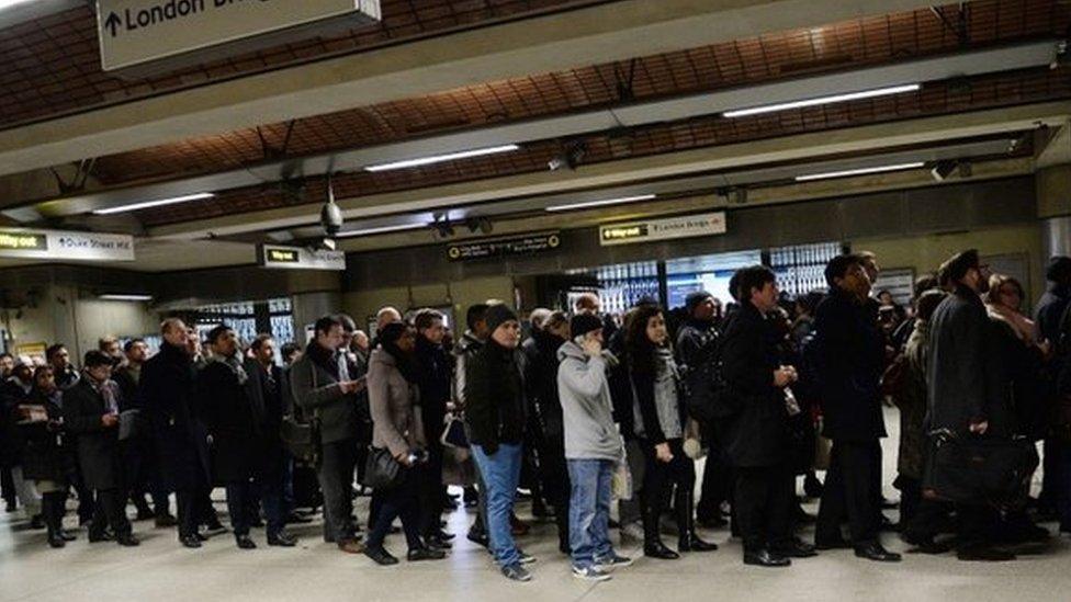 Commuters queuing during a Tube strike