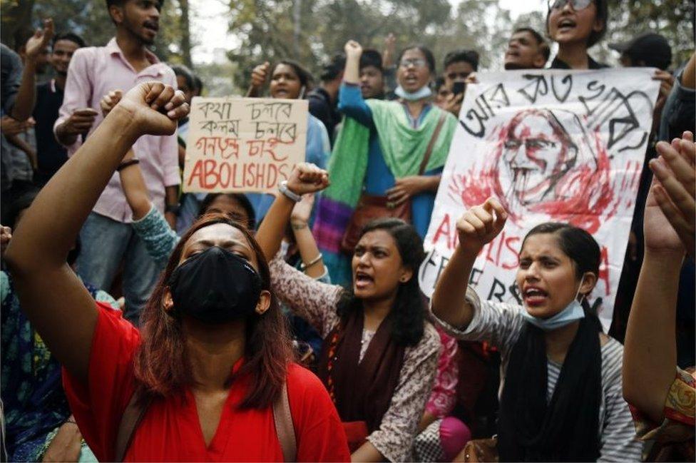 Left wing students protests in Dhaka, 01 March 2021, against the Digital Security Act