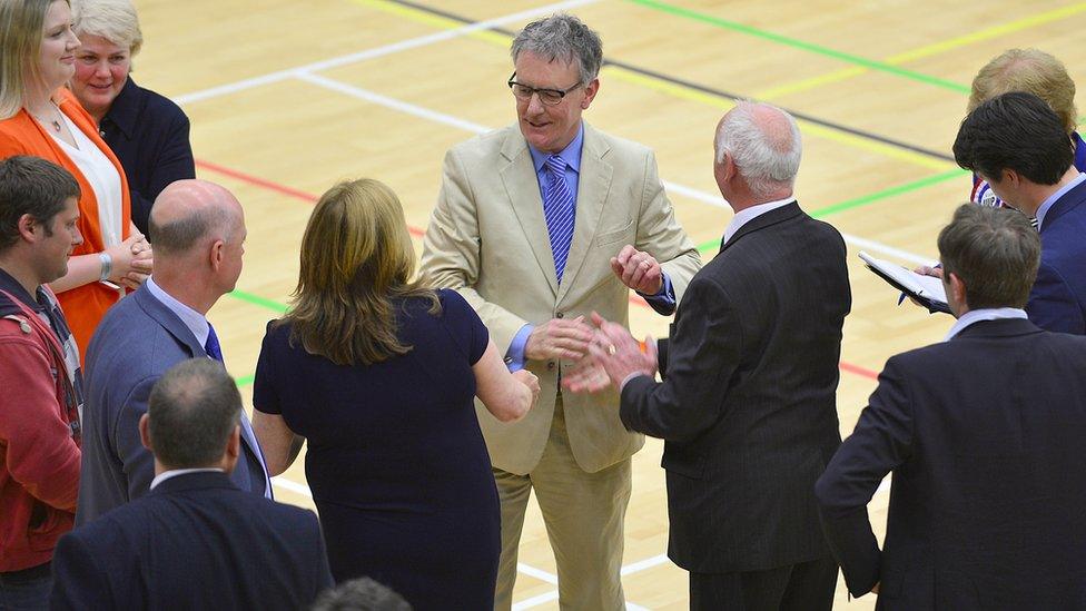 UUP's Mike Nesbitt is congratulated on his election