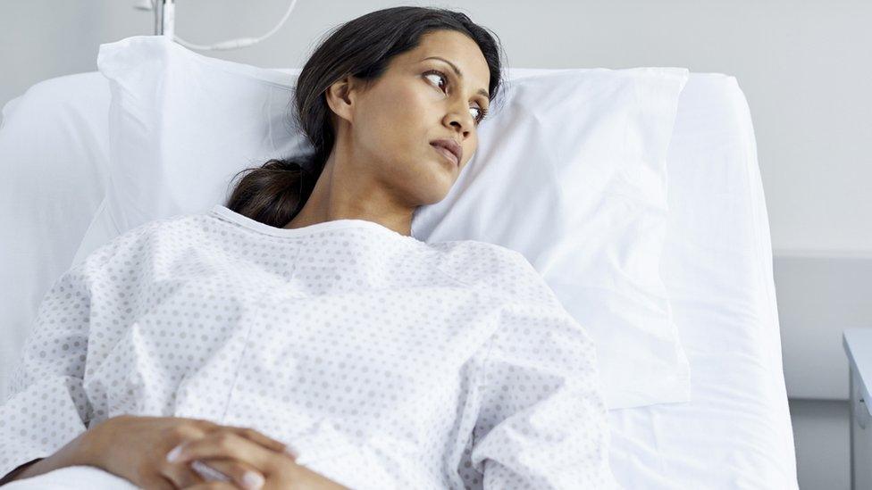 Woman in hospital