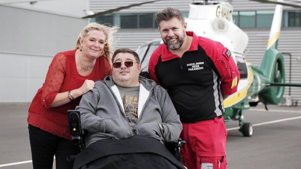 Nikki and Nick Copson with GNAAS paramedic Marcus Johnson