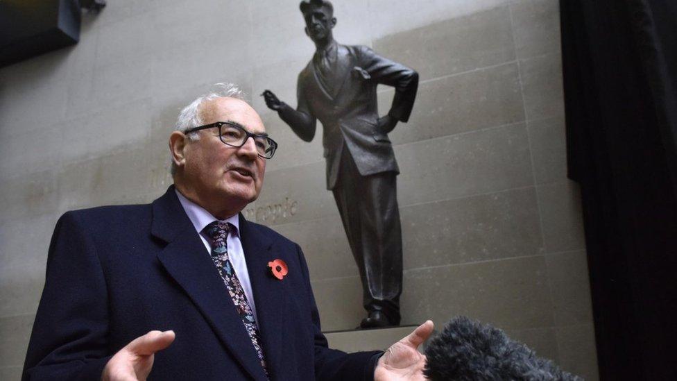 Richard Blair at the unveiling of the statue to his father George Orwell