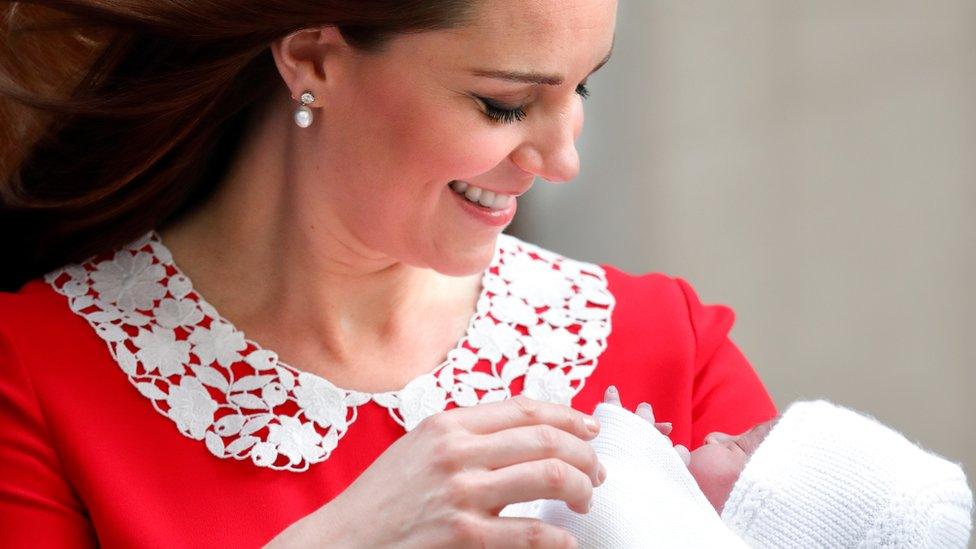 Duchess of Cambridge with newborn Prince Louis